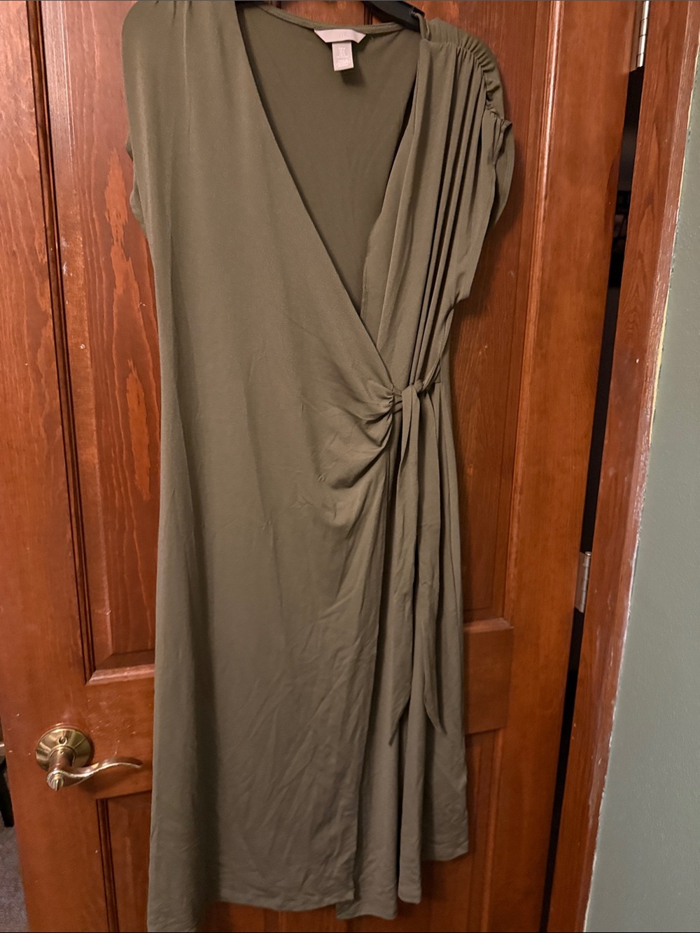 H&M Olive Wrap-Front Midi Dress